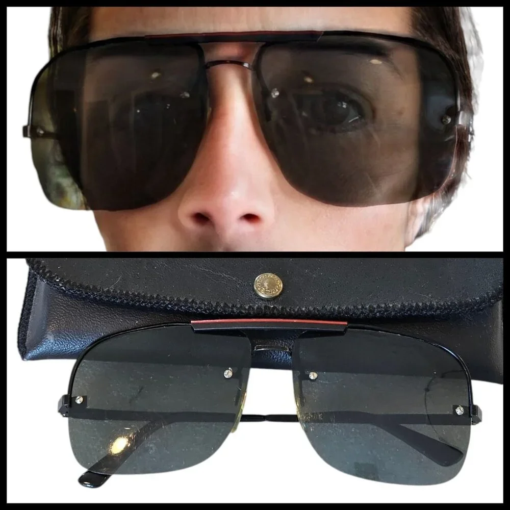 80s‎ Pilot Aviator Lifeguard Prop Sunglasses FRAMES ONLY Black Red Blurry Lenses